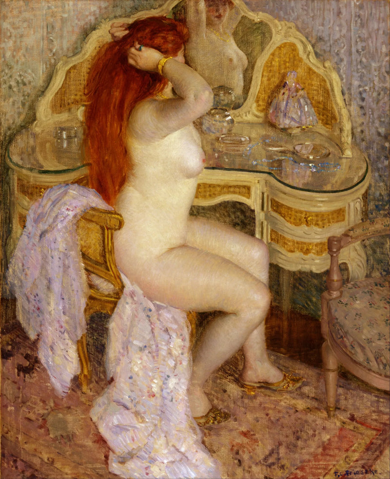 Ny siddende ved sit skrivebord - Frederick Carl Frieseke