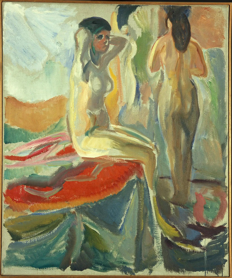 Kvindelige nøgne, siddende og stående - Edvard Munch