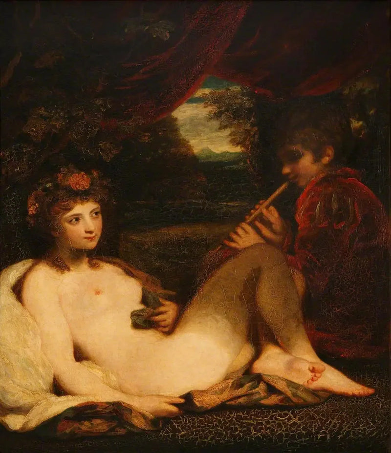 Nymfe og dreng med fløjte - Joshua Reynolds