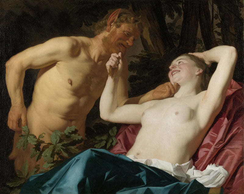 Nymfe og Satyr - Gerrit van Honthorst