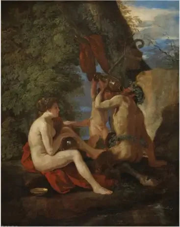 Nymfe og Satyr - Nicolas Poussin