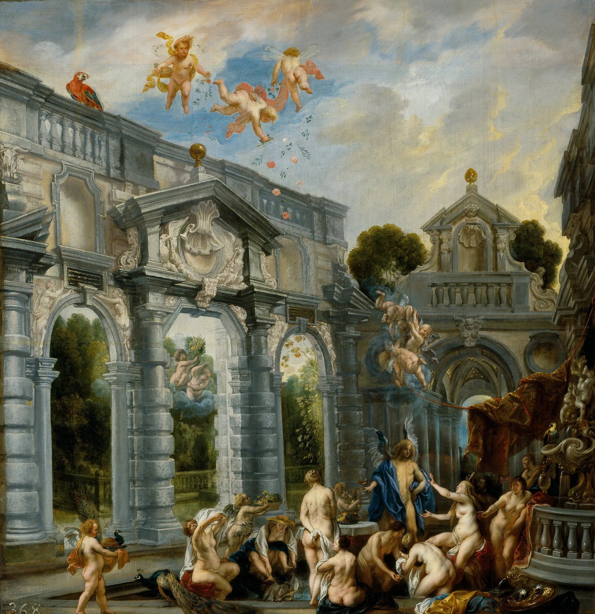 Nymphes à la fontaine de l'amour - Jacob Jordaens image 1 tableau peint à l’huile sur toile