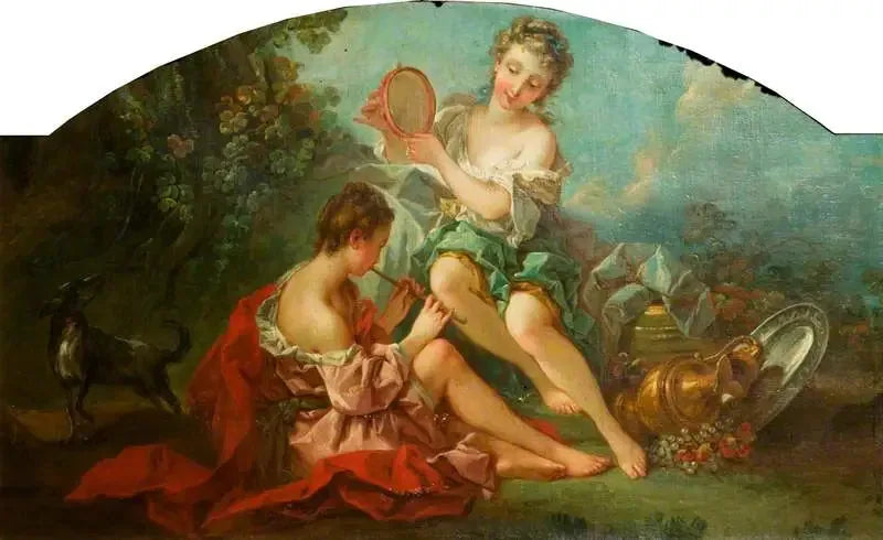 Nymfer fra Arkadien, der spiller musik - François Boucher