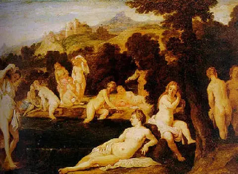 Nymfer i badet - David Teniers den Yngre