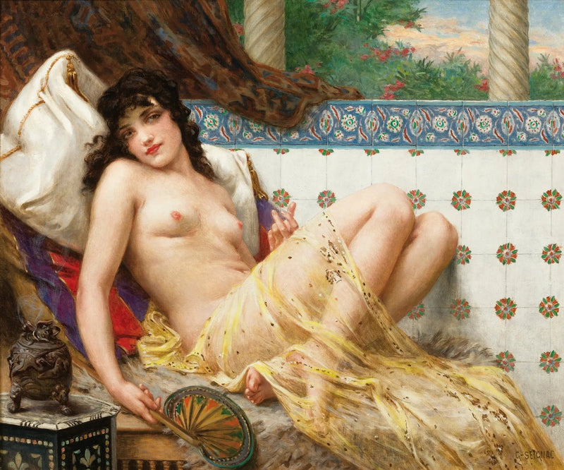 Odaliske med vifte - Guillaume Seignac