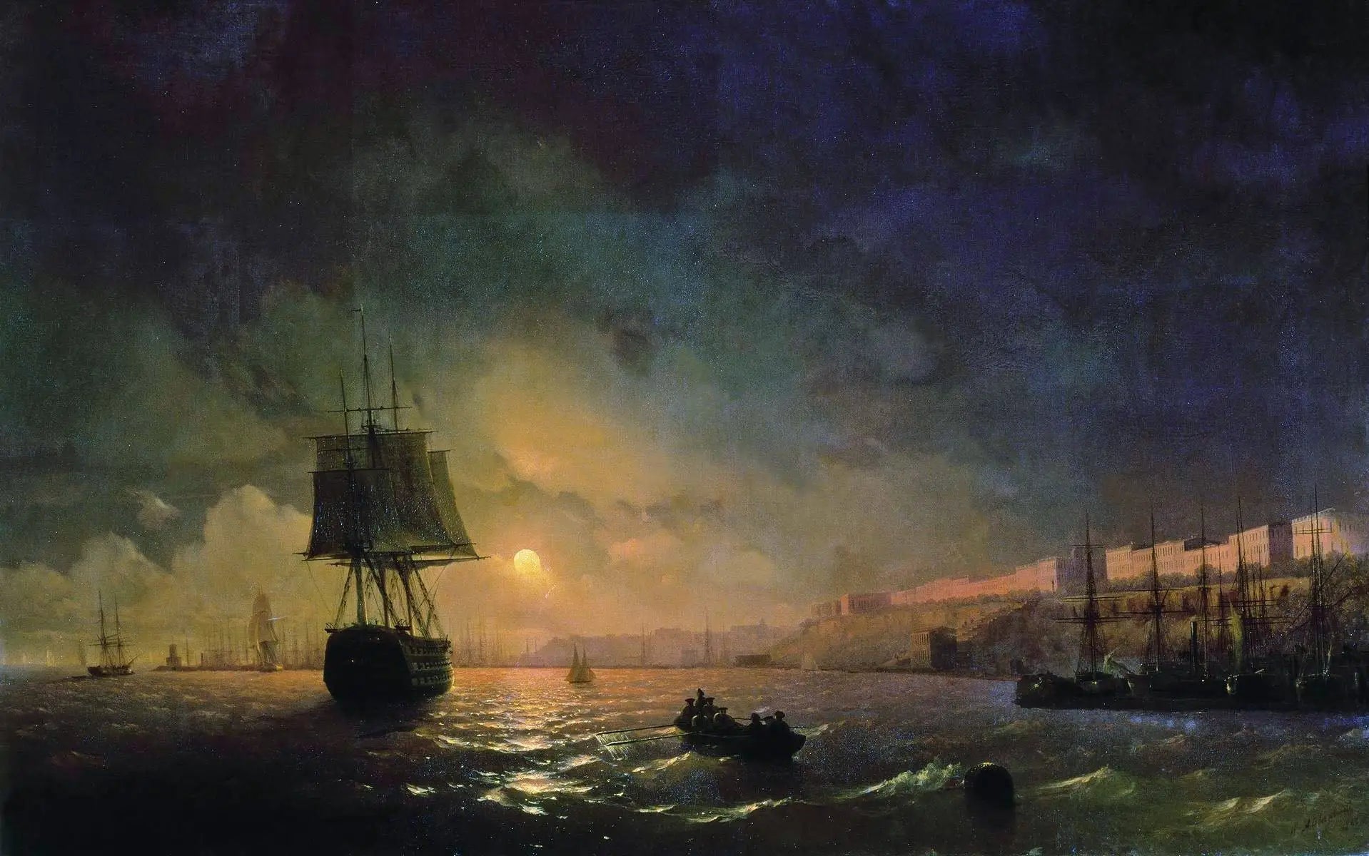 Odessa au clair de lune - Ivan Aïvazovski image 1 copie peinte à la main à l’huile