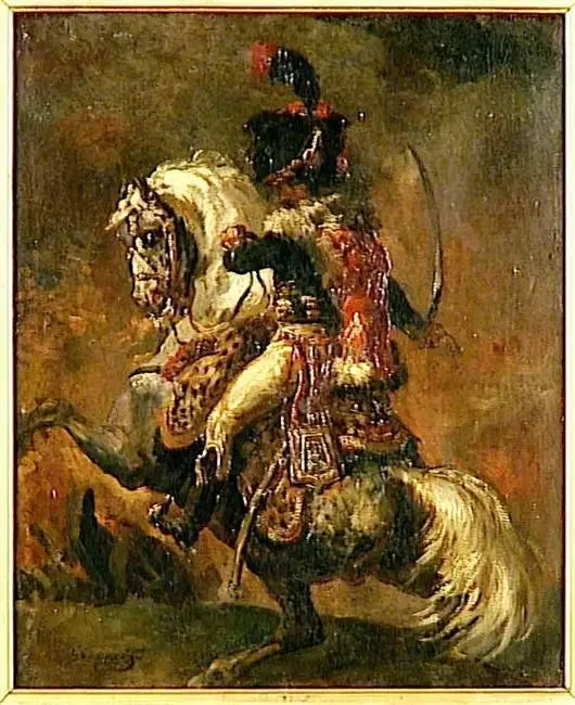 Officier af kavaleri fra den kejserlige garde i angreb - Théodore Géricault