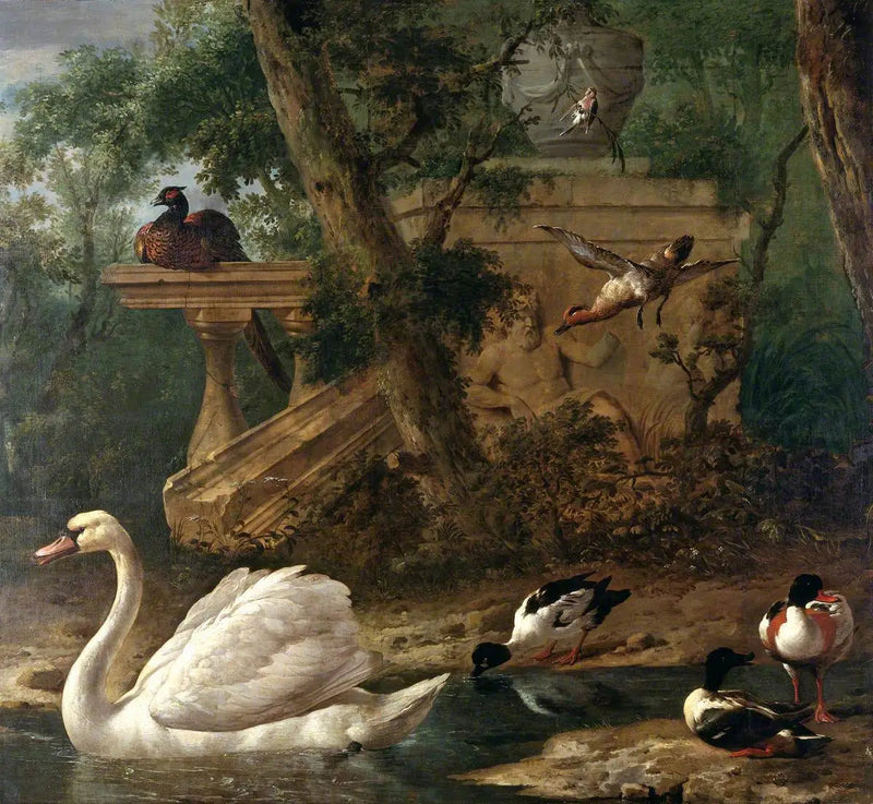 Fugle i en have - Melchior de Hondecoeter