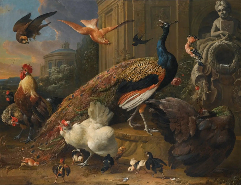 Forstyrrede fugle af en falcon - Melchior de Hondecoeter