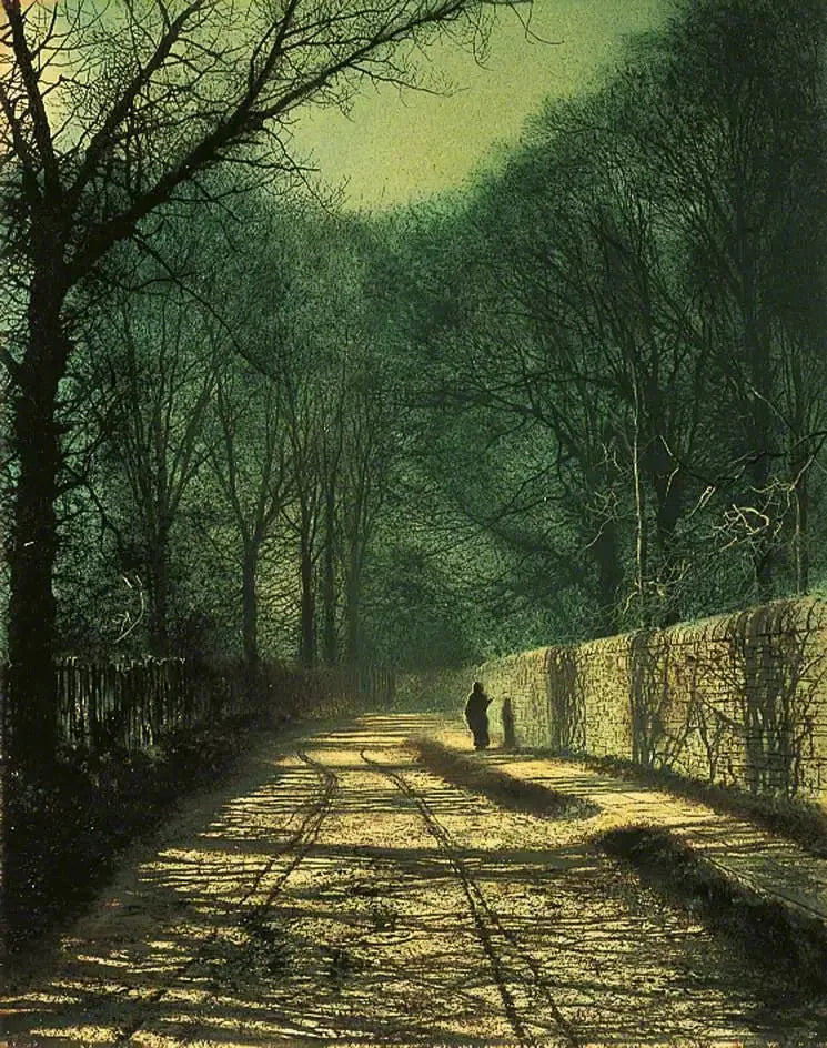 Træskygger på parkmuren, Roundhay, Leeds - John Atkinson Grimshaw
