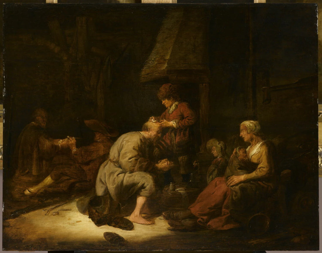 L'opération de la loupe, avec représentation des cinq sens - Benjamin Gerritsz Cuyp