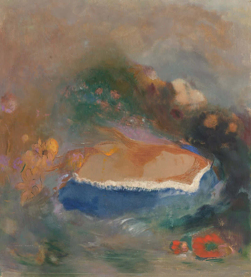 Ophélie, kappen i blå på vandet - Odilon Redon