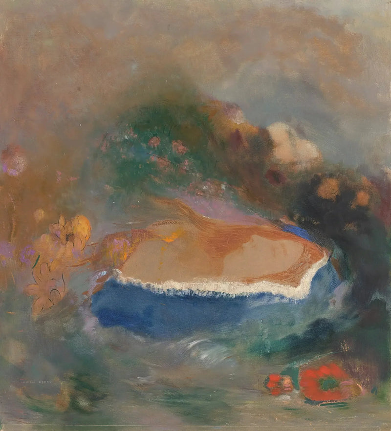 Ophélie, kappen i blå på vandet - Odilon Redon