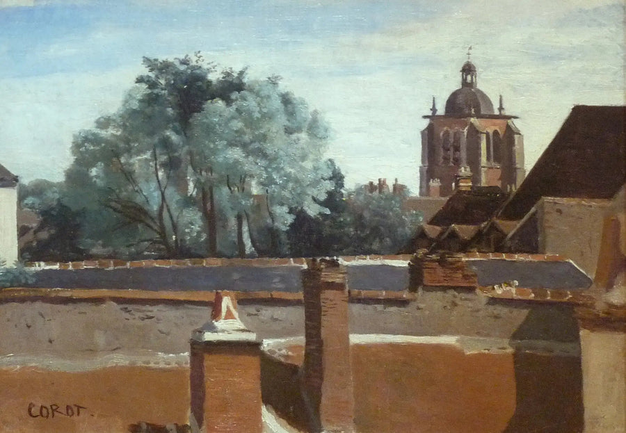 Orléans, udsigt taget fra et vindue med udsyn til Tour Sainte-Paterne - Jean-Baptiste Camille Corot