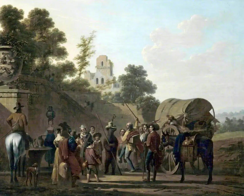 Vores dansende med tilskuere i ruinerne af et slot - Louis-Léopold Boilly