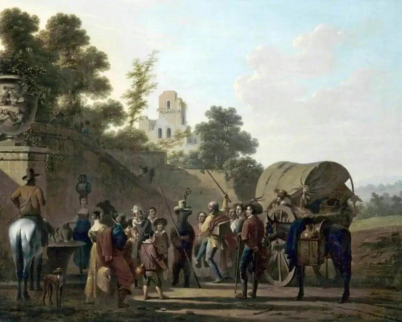 Vores dansende med tilskuere i ruinerne af et slot - Louis-Léopold Boilly