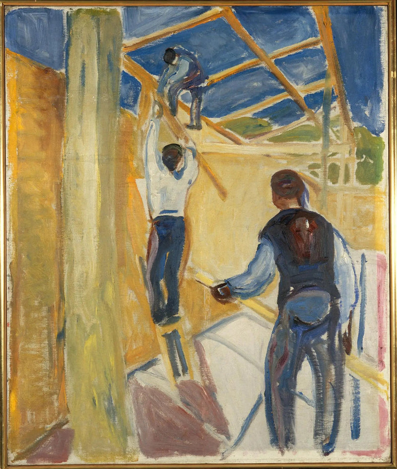 Bygningsarbejdere i studiet - Edvard Munch