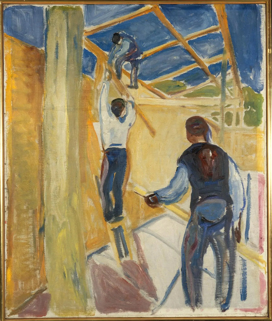 Bygningsarbejdere i studiet - Edvard Munch