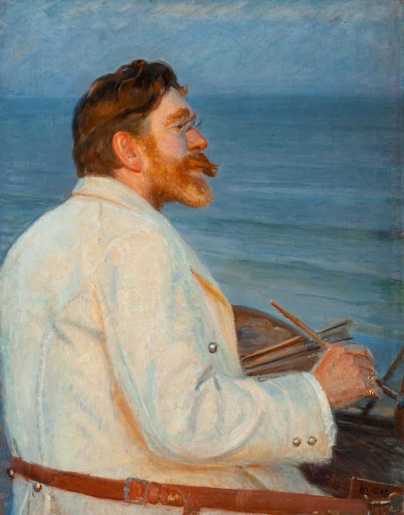 P.S. Maleri af Kr��yer ved Skagen S��nderstrand - Michael Peter Ancher