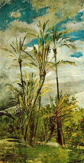 Palmetræer og appelsintræer. Vægmaleri af Falconiera - Giovanni Boldini
