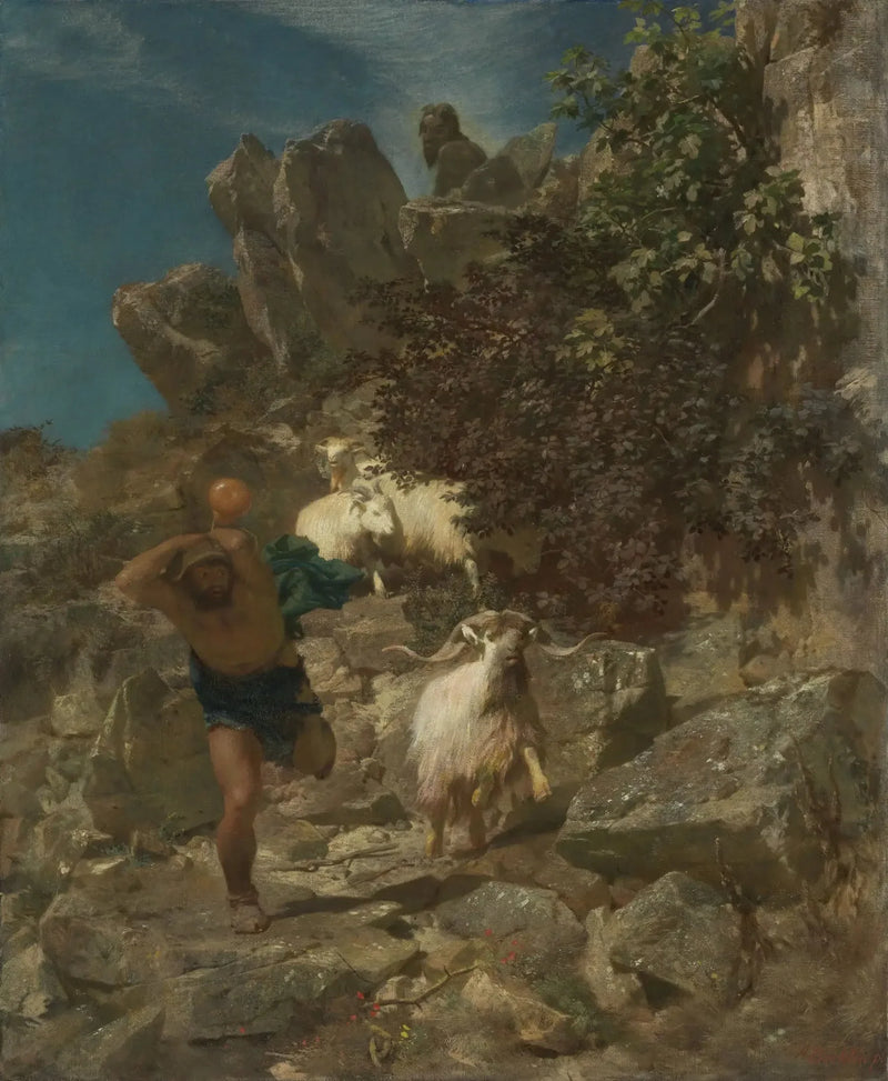 Pan skræmmer en hyrde - Arnold Böcklin
