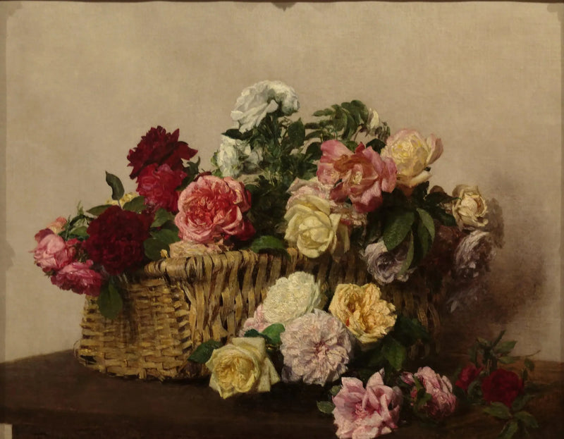 Roser i kurv - Henri Fantin-Latour
