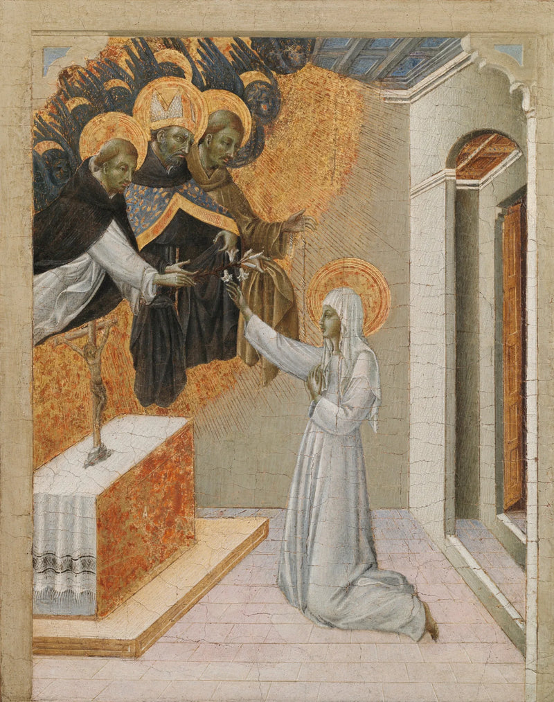 Predelpanel til et altertavle: Sankt Katarina af Siena iført dominikansk habit - Giovanni di Paolo
