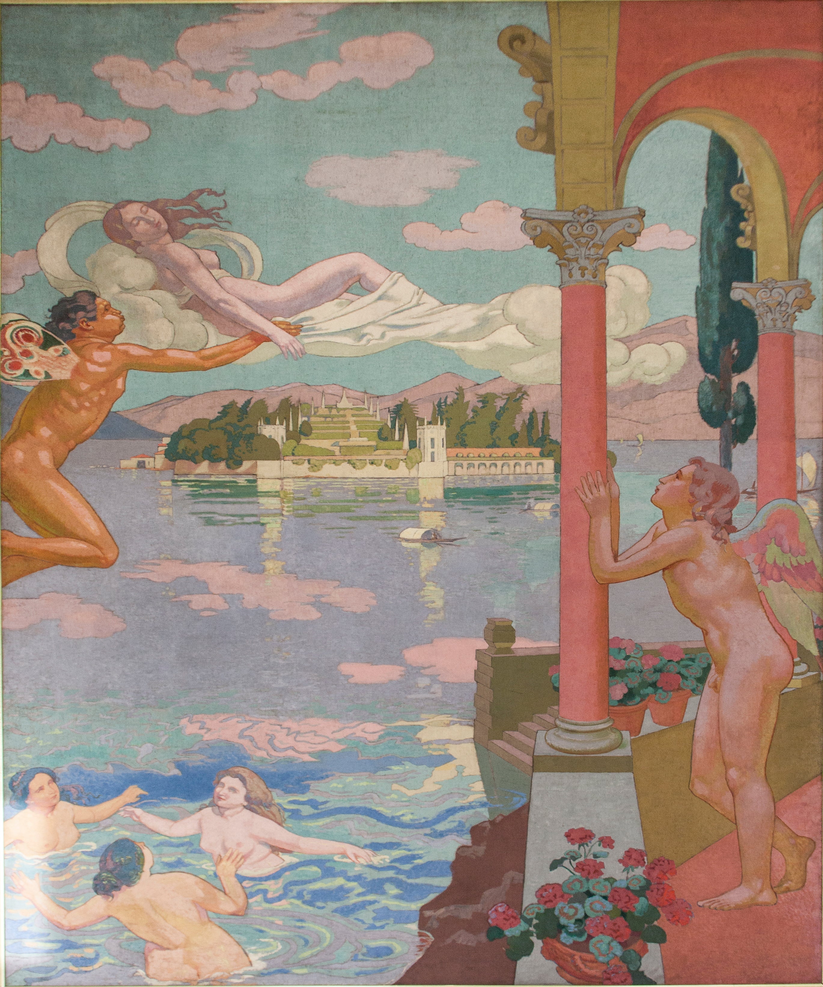 Panneau II. Le Zéphyr, sur ordre de l'Amour, transporte Psyché dans une île de délices - Maurice Denis image 1 copie peinte à la main à l’huile