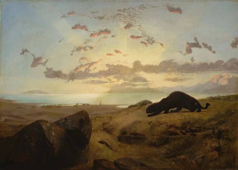 Sort panter jager en hjorteflok - Jean-Léon Gérôme
