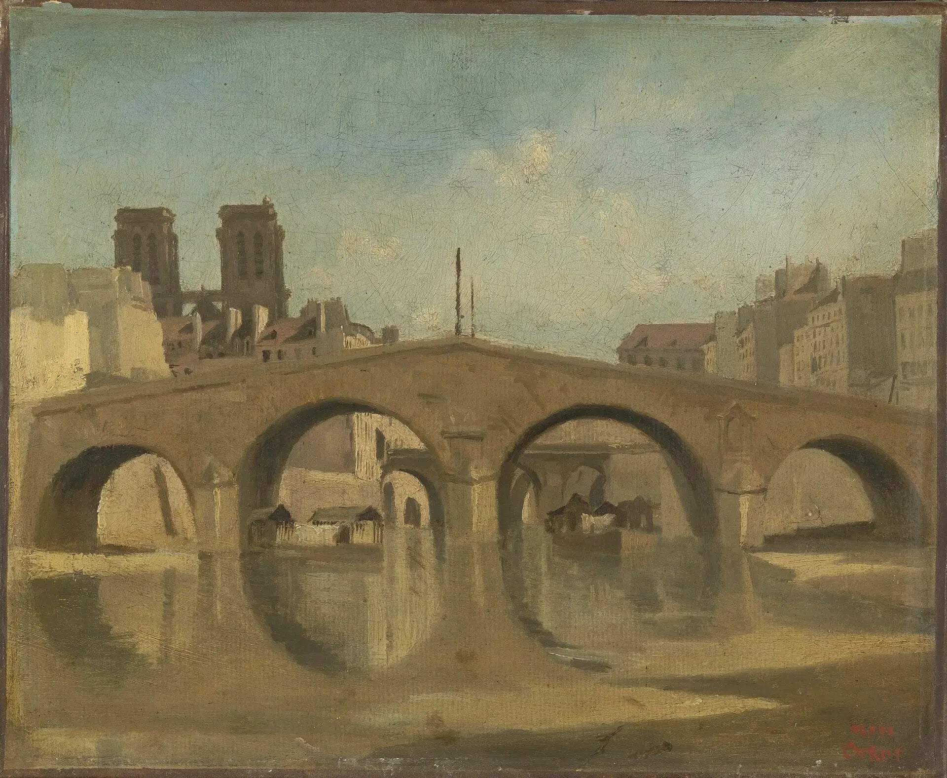 Paris, le Vieux Pont Saint-Michel - Jean-Baptiste Camille Corot image 1 tableau peint à l’huile sur toile