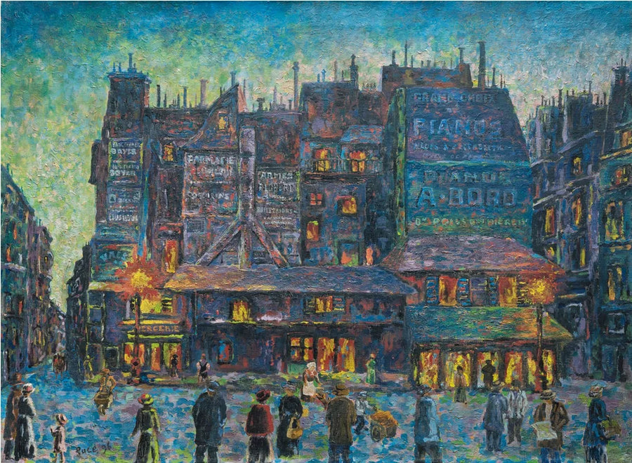 Paris, livlig gade om aftenen - Maximilien Luce
