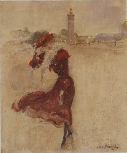 Parisienne i rød kjole - Jean Béraud