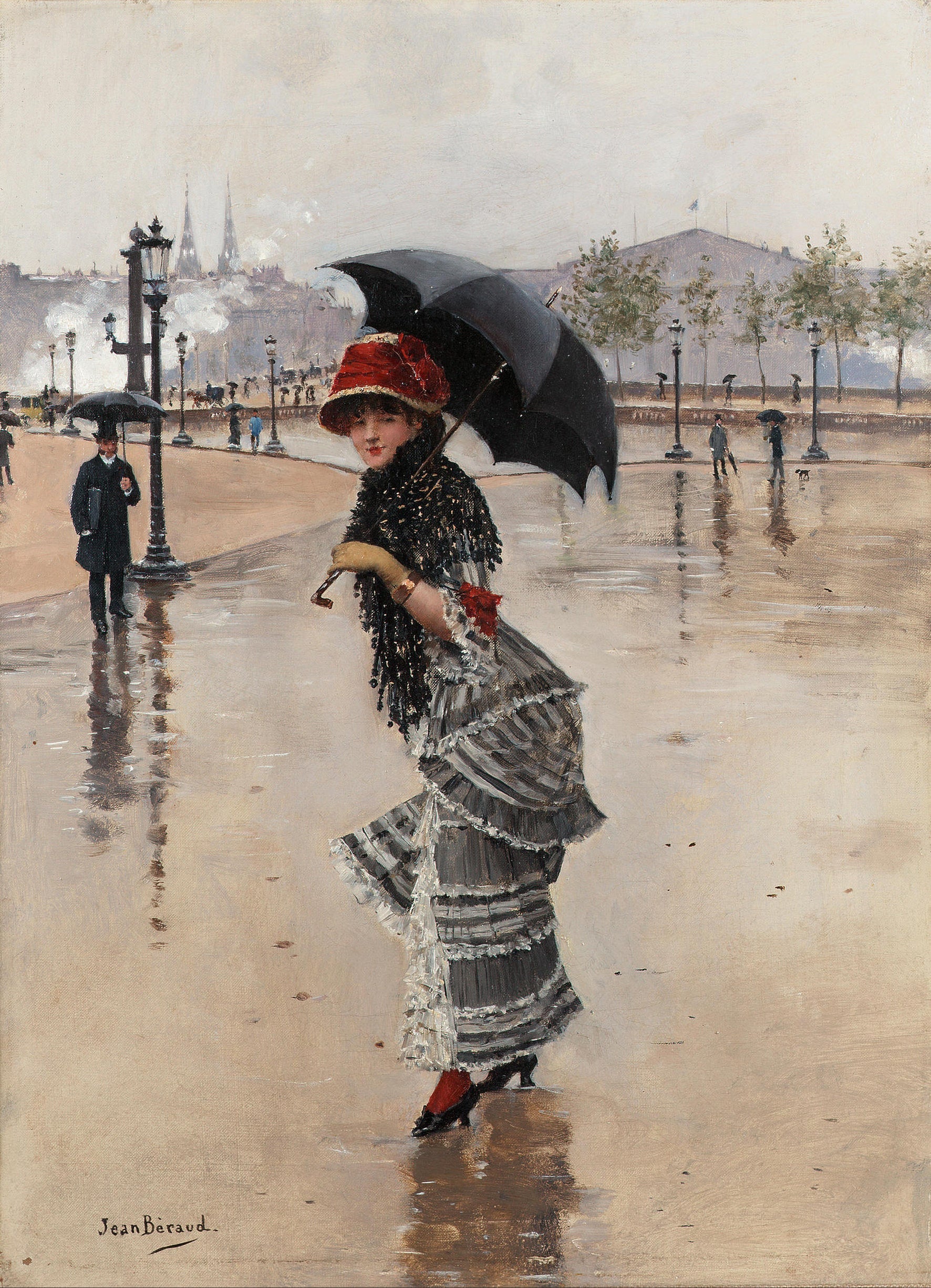 Parisienne en regnvejrsdag, Concorde-pladsen - Jean Béraud