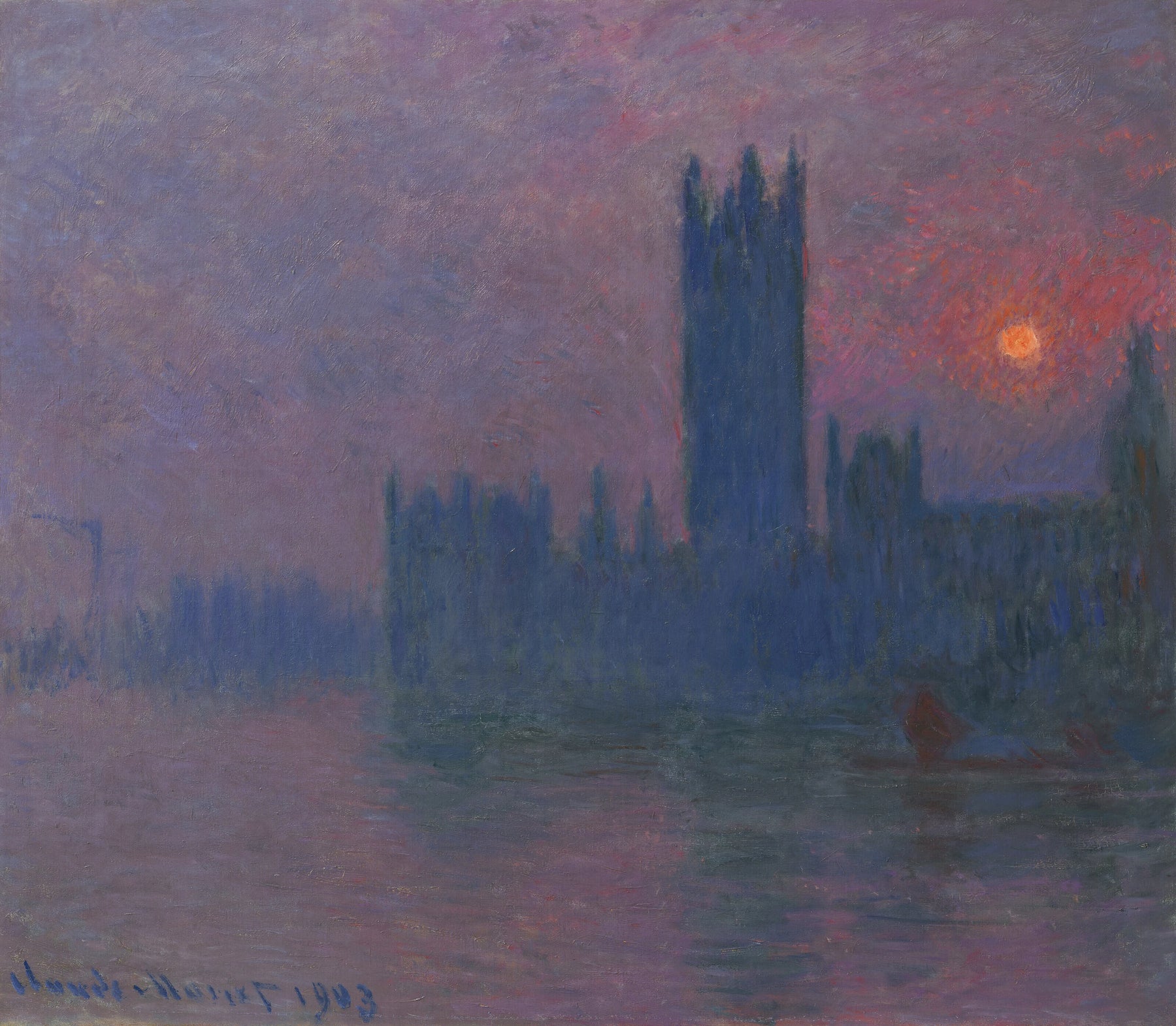 Le Parlement, soleil couchant de Claude Monet, 1900–1903 – Museum Barberini MB-Mon-38, Wildenstein 1604