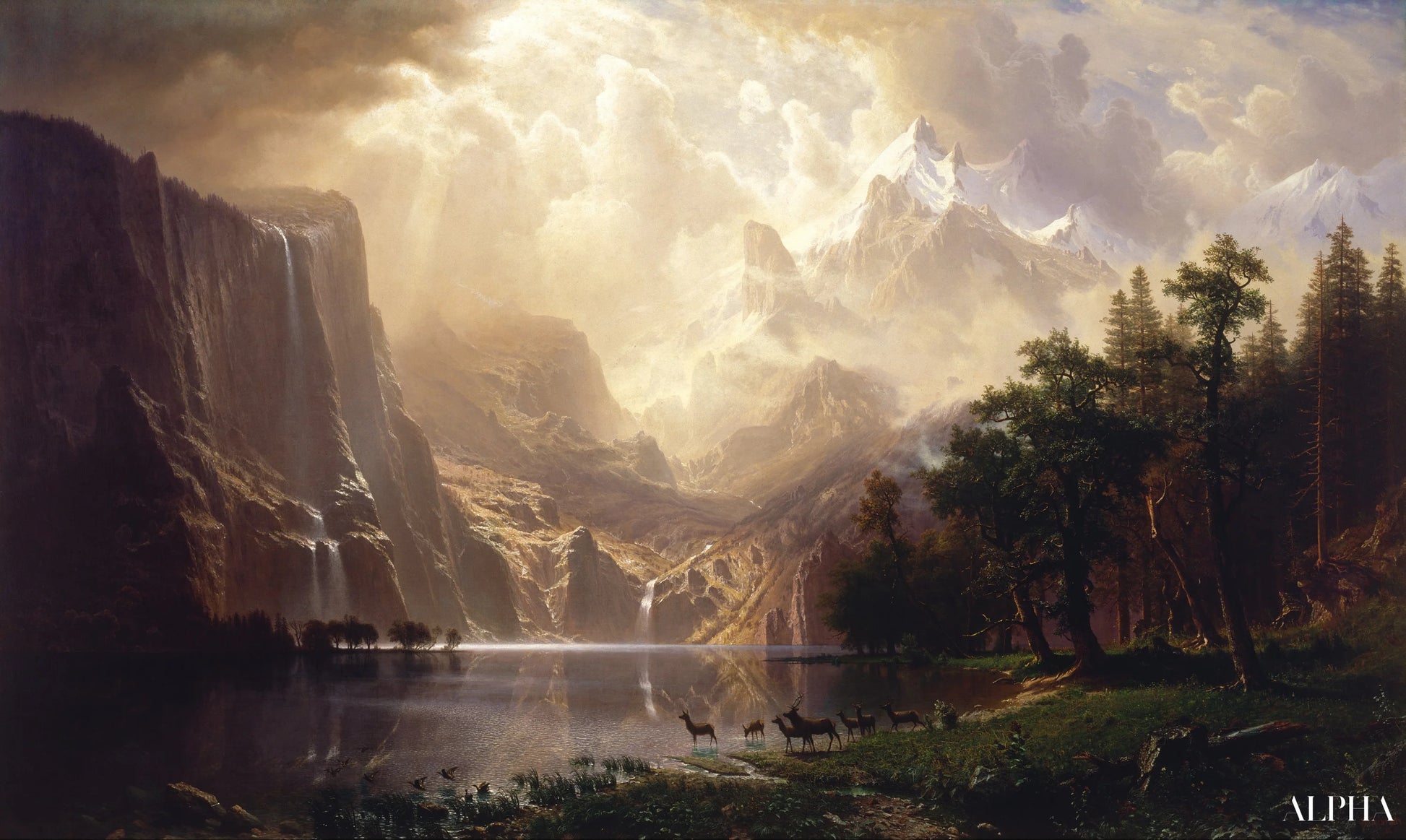 Parmi la Sierra Nevada, Californie - Albert Bierstadt - Reproductions de tableaux et peintures haut de gamme