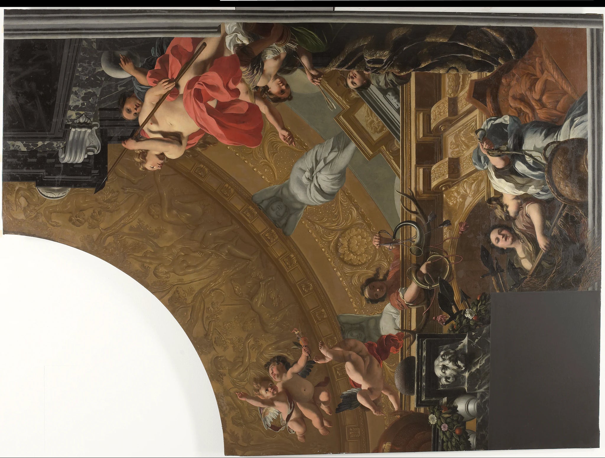 Partie d'une peinture au plafond avec la représentation principale de Diane et ses compagnons - Gérard de Lairesse