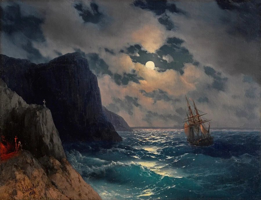 En skibs passage gennem en fuldmånenat - Ivan Aïvazovski