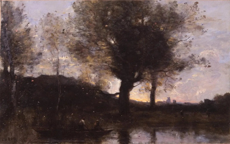 Bådtur - Nær Douai - Jean-Baptiste Camille Corot