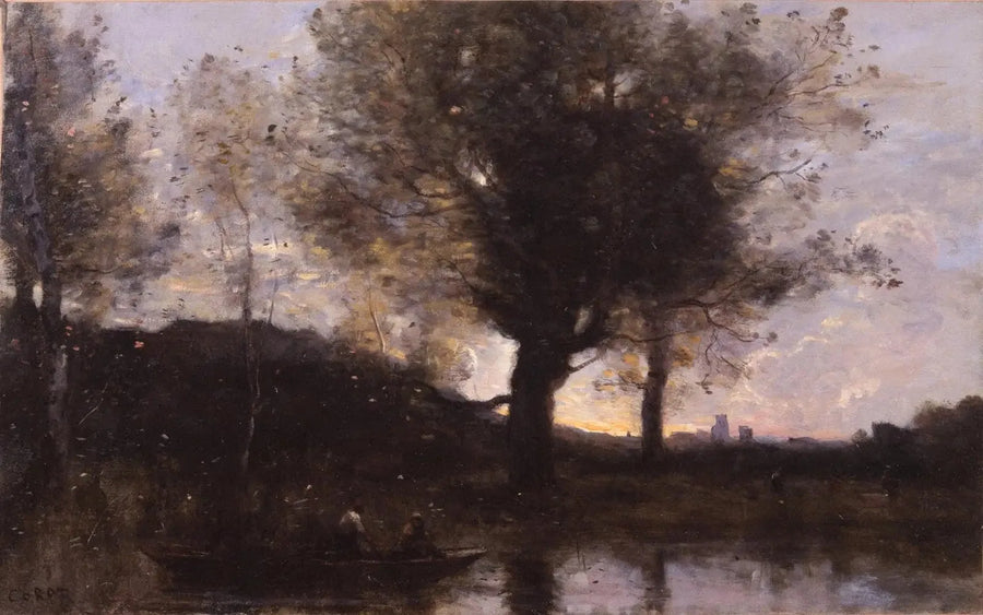 Bådtur - Nær Douai - Jean-Baptiste Camille Corot