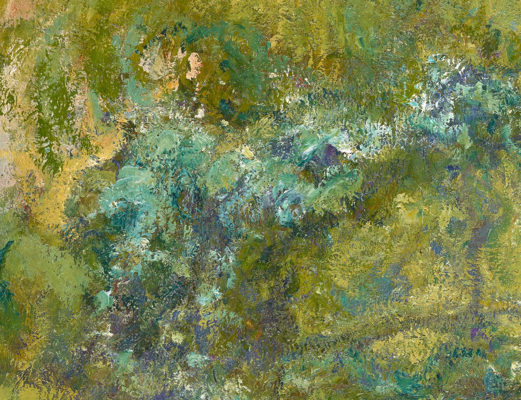 Détail de la végétation et des touches turquoise à gauche de la Passerelle W1916