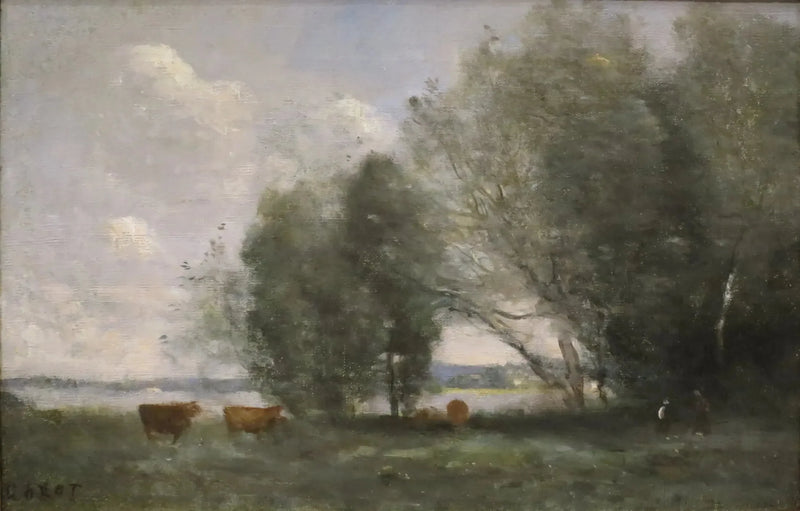 Vandkantenge ved græsmarken - Jean-Baptiste Camille Corot