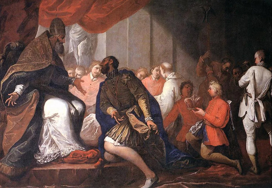 Paul III udnævner sin søn Pier Luigi til hertug af Plaisance og Parma - Sebastiano Ricci
