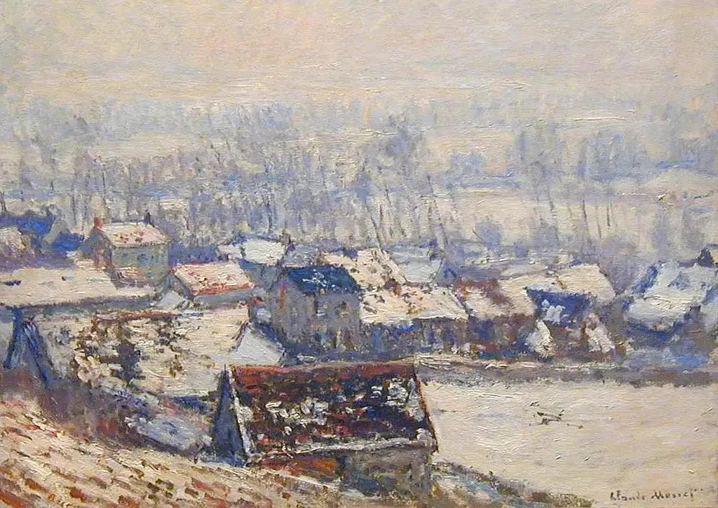 Landskab i Giverny, sneeffekt - Claude Monet