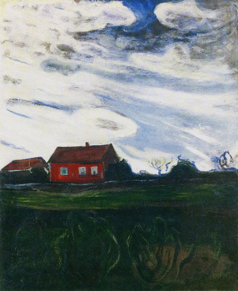 Landskab ved det røde hus - Edvard Munch