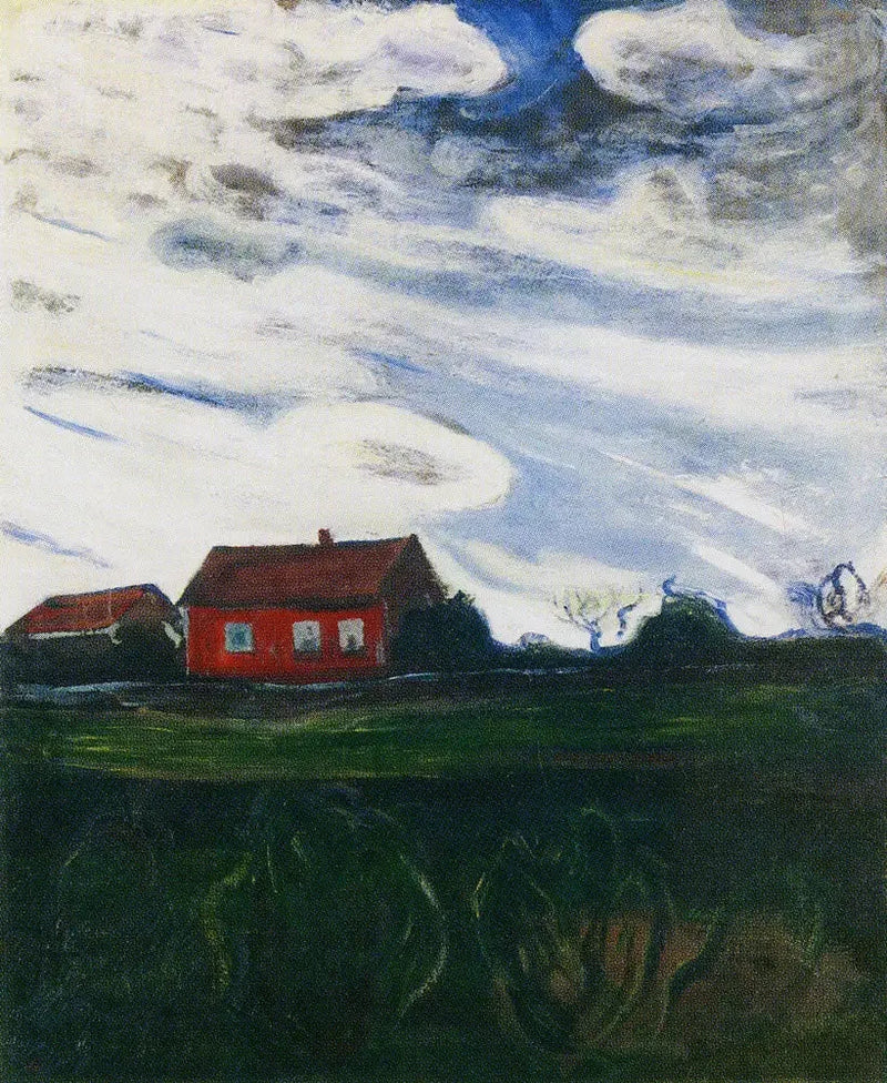 Landskab ved det røde hus - Edvard Munch