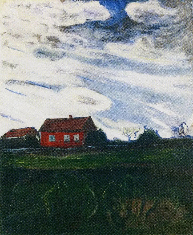 Landskab ved det røde hus - Edvard Munch