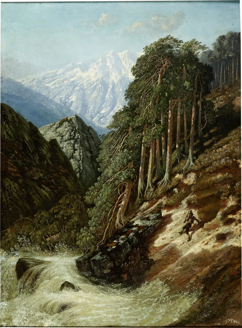 Alpe-landskab med Beck - Gustave Doré