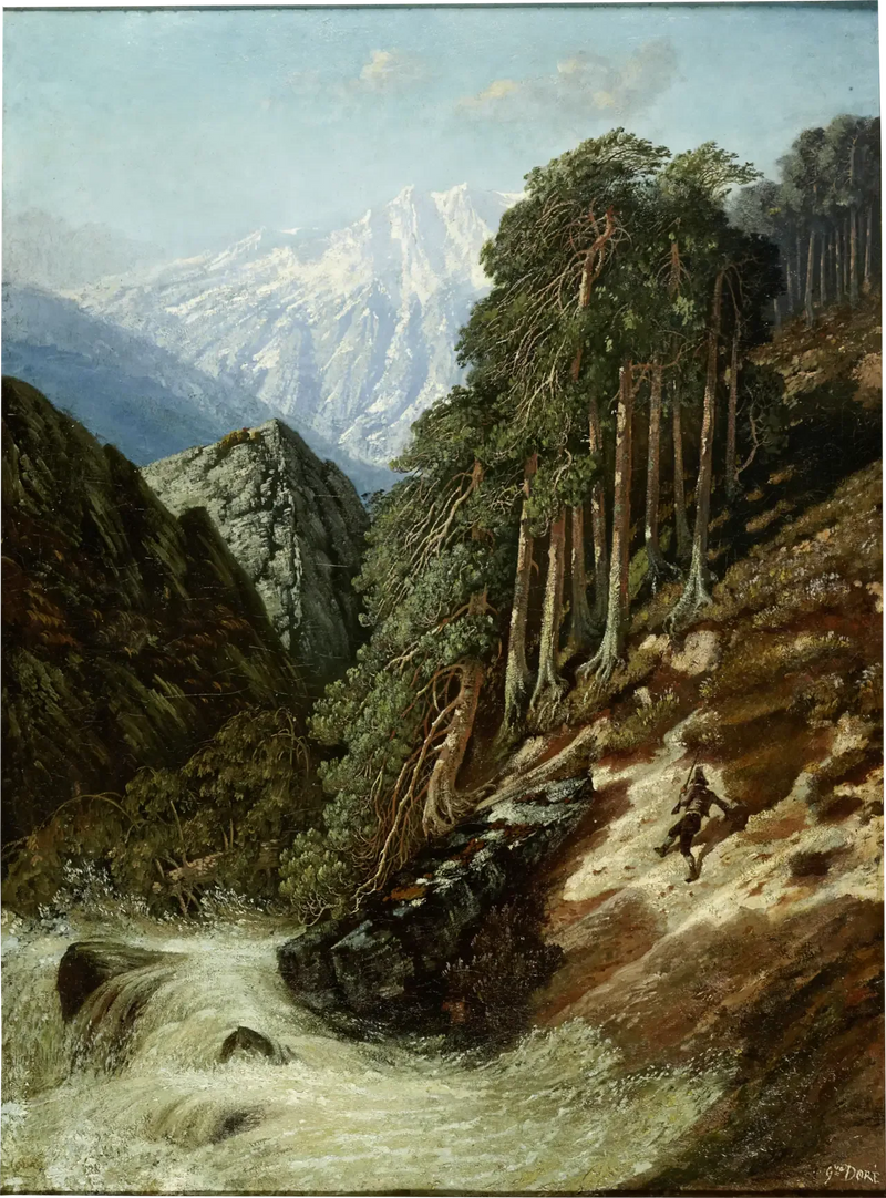 Alpe-landskab med Beck - Gustave Doré