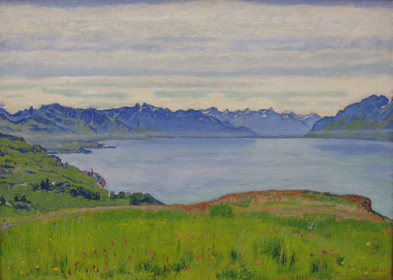 Landskab ved bredden af Lake Léman med udsigt mod Valais - Ferdinand Hodler