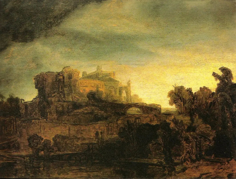 Landskab ved slottet - Rembrandt